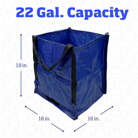 Heavy Duty Storage Tote Bag 22 Gallon Rugged Woven Polypropylene Moving Bag 16x16x19 inches Blue with self standing design