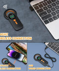 Pet Microchip And RFID Scanner With 1.44 Inch Color Display connected via USB and Bluetooth to devices, with 2.4G wireless.