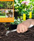 Hand using Three Prong Root Rake For Gardening Stainless Steel Easy To Use Soil Loosener Tool Set For Bonsai And Plants Durable Corrosion Resistant Rake Great For Roots And Soil Aeration For Plant Nerds