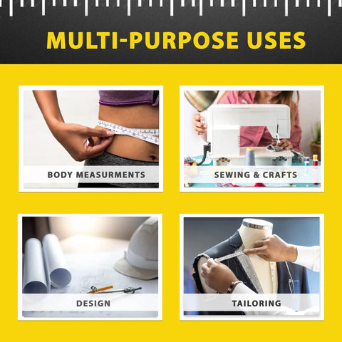 All Purpose 60 Inch Double Sided Tape Measure With Fractional Inches And Millimeter And Centimeter Readings for multiple uses