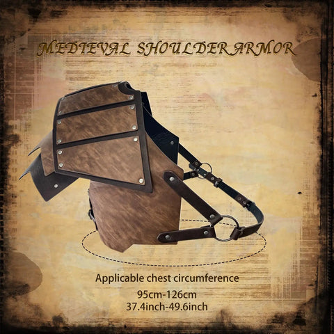 Mens Leather Medieval Pauldron Armor Set 8 Piece Viking Knight LARP Ren Faire Cosplay Shoulder Armor With Belt Tassets Bracers