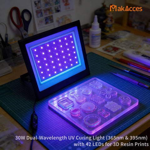 UV Resin Curing Light With Timer Dual Band 365Nm 395Nm 42 LEDs Beefy Coverage on crafting desk for SLA DLP LCD Resin DIY Crafts