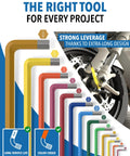 13 Piece SAE Allen Wrench Set With Ball End Hex Keys Color Coded for bike repairs and furniture fixes shown with leverage feature