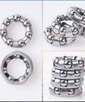Four Pack Bike Ball Bearings For Front And Rear Hubs With Fixed Cage 25mm Outer Diameter 14mm Inner Diameter 7 Ball Retainer Steel Construction Easy Wheel Refresh And Smooth Ride Replacement shown from multiple angles