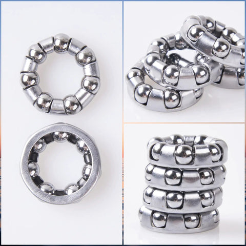 Four Pack Bike Ball Bearings For Front And Rear Hubs With Fixed Cage 25mm Outer Diameter 14mm Inner Diameter 7 Ball Retainer Steel Construction Easy Wheel Refresh And Smooth Ride Replacement shown from multiple angles