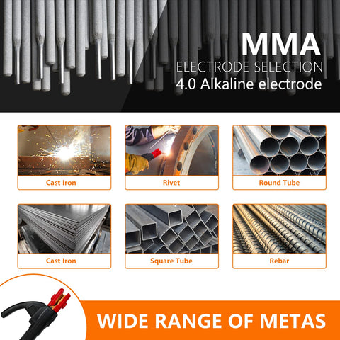 Selection of electrodes for 200 Amp Dual Voltage MIG TIG Welder 2 In 1 With Lift TIG Capability LCD Digital Display