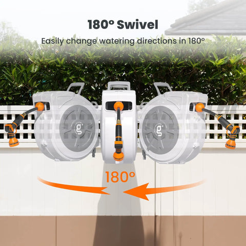 Retractable Hose Reel 1/2 Inch By 65 Feet Heavy Duty Water Hose Reel with 180-degree swivel shown
