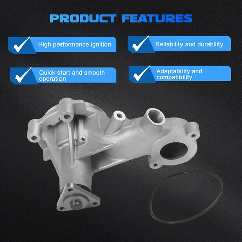 Engine Water Pump With Gasket Kit For 2011-2020 Ford F150 5.0L V8 And Mustang 5.0L 5.2L V8 silver metal housing and gasket visible.