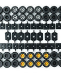 100 Piece Wheels And Axles Building Set For Cars And Robots Totally Boss Compatible With Major Brick Brands Includes 36 Wheels