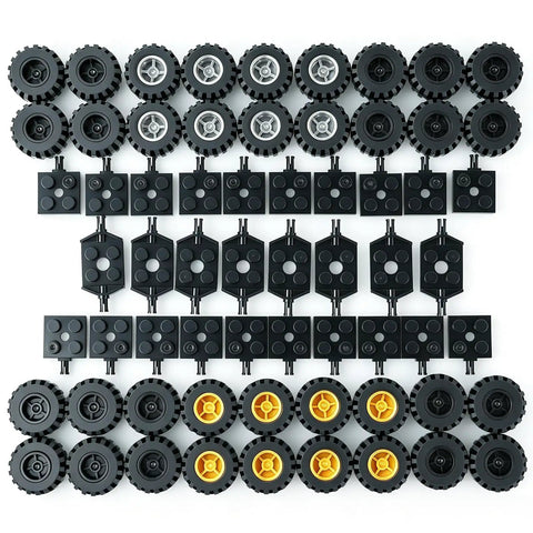 100 Piece Wheels And Axles Building Set For Cars And Robots Totally Boss Compatible With Major Brick Brands Includes 36 Wheels