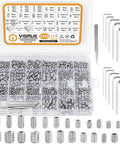 1105 Piece Metric And SAE Set Screw Kit With Internal Hex Drive Allen Grub Screws Cup Point 304 Stainless Steel in box