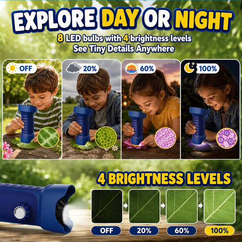 Kid Friendly Handheld Digital Microscope With 2.4 Inch IPS Display And 1080P HD Quality For Easy Exploration Of Tiny Worlds, Capture Sharp Photos And Videos On The Go While Your Curious Kids Learn Science, blue handheld microscope with 4 brightness levels