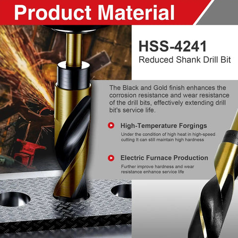 Five Eighth Inch Drill Bit In High Speed Steel 4241 with black oxide coating on metal surface.