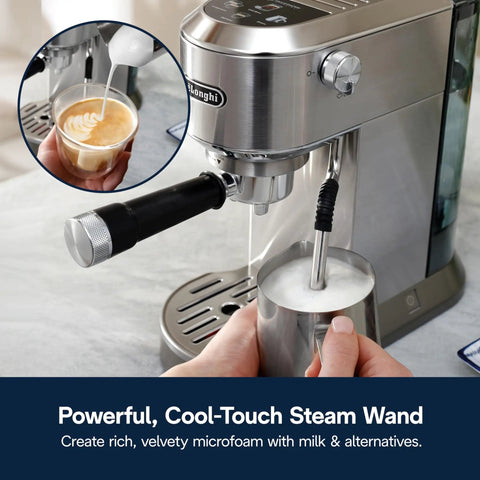 Dedica Duo Compact Espresso Machine With Milk Frother Wand For Espresso Cold Brew Hot And Iced Coffee Cappuccinos Lattes