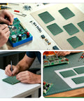 All In One PCB Prototyping Kit With 31 Double Sided Boards In Five Sizes, 140 Jumper Wires, Tweezers, And 40 Pin 2.54mm Header Connectors For Arduino Projects And DIY Electronics visible in use and layout.
