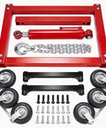 Components of Heavy Duty Folding Hydraulic Engine Hoist Two Ton Portable Garage Cherry Picker with smooth rollaway casters.