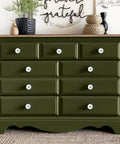 Slick Round Ceramic Cabinet Knobs With Antique Brass Base, Old School Drawer Pulls For Dressers And Closets, Chip Resistant White Glaze, 2 Pack Deal That Genuinely Flips Your Room Vibe Now on green dresser.