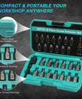 15 Piece Screw Extractor Set for Stripped Bolts and Screws, Easy Out Bolt Extractor Kit with Three Eighths Inch Hex Drive open case view