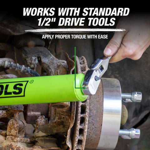 Inner Tie Rod Removal Tool Set With 12 SAE And Metric Crowfoot Adapters used on vehicle wheel hub