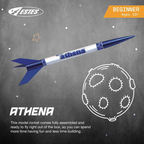 Athena Ready To Fly Beginner Model Rocket Kit Prebuilt Parachute Rocket For Ages 10 Plus Easy Setup No Assembly Required Blue