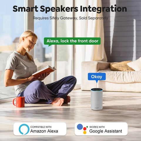 Woman using Fingerprint Smart Deadbolt with Keypad and App Control for Keyless Entry Security Lock for Home Apartment Rental.
