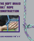 Braided Poly Rope Livestock Halter For Sheep And Goats 4 Ft adjustable halter on sheep with soft braid construction detail