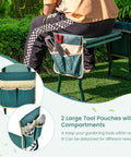 Person using Foldable Garden Kneeler And Seat With 8 Inch Wide EVA Foam Pad, Heavy Duty Garden Stool With Two Big Tool Pouches