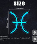 Pisces Neon Sign For Wall Decor Led Zodiac Light Dope Vibe Horoscope Neon Light For Birthday Parties And Home Kids Room size diagram