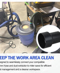 27mm Vacuum Hose Adapter Fits Two And A Quarter Inch Table Saw Dust Ports And Six Inch Orbital Sander in workshop setup