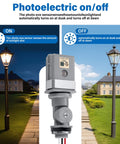 Two Pack Photocell Sensor For Outdoor Lighting, 120V AC, 50/60 Hz, IP54 Waterproof, photoelectric switch with on-off function