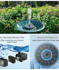 Solar Bird Bath Fountain With Glass Panel And Direct Sunlight Power High Efficiency 3.5W Water Pump For Outdoor Garden