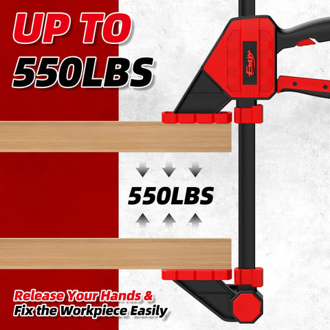 Heavy Duty Twenty Four Inch Bar Clamps Set With Five Hundred Fifty Pound Rock Solid Grip for Woodworking and Carpentry with 550lbs on wood