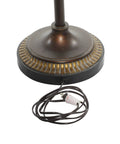 Base of Three Light Torchiere Floor Lamp With Two Movable Glass Shades Antique Metal Finish In Brown Vintage Style