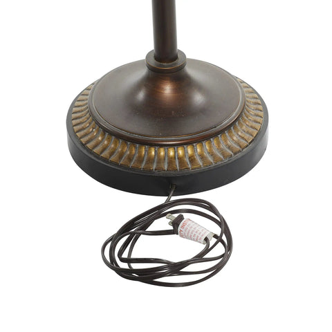 Base of Three Light Torchiere Floor Lamp With Two Movable Glass Shades Antique Metal Finish In Brown Vintage Style