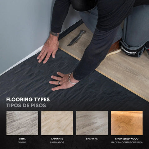 Person installing Top Shelf 6 Mil Polyethylene Moisture Barrier Roll For Vinyl And Laminate Flooring on new flooring.