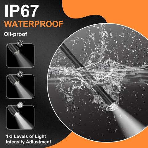 Lighted Borescope With 4.3 Inch HD Display And 5.5mm Waterproof Lens For Cars, Pipes And Tight Spots, 6.6 Feet Cable, 180 Degree Rotatable View, Color Adjust And Zoom For Quick, Easy Inspections. IP67 waterproof borescope lens with adjustable light levels