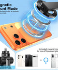4 In 1 Magnetic Tripod For iPhone With 1 Quarter Inch Screw 53 Inch MagSafe Selfie Stick Tripod demonstrating magnetic mount