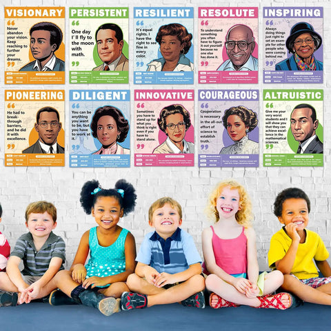 Ten Piece Set Of Famous Black Mathematicians Posters For Classroom Ready 11 By 14 Inch Inspirational Quotes And Math Wall Art