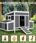 56 Inch Large Chicken Coop With Two Nesting Boxes, Weatherproof Wooden Hen House For Backyard Or Farm, Pull Out Tray