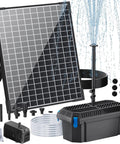 25W Solar Pond Filter Box With Water Pump, Easy Install, Adjustable Flow, PVC Tubing Kit