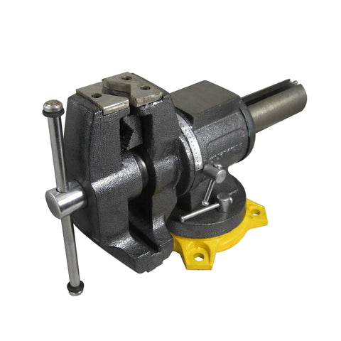 Multipurpose Vise With 5-Inch Wide Jaws Built-In Anvil 360-Degree Rotating Base Reinforced 4-Lug Mount Double Lock Swivel Heavy-Duty Open End Vise