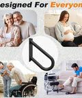 Compact U Shaped Pipe Grab Handle Wall Mount for 1 to 2 Steps, steel, matte black, suitable for diverse users.