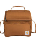 Front view of Rugged Insulated Lunch Box For Men, Soft Shell Cooler Bag Built For Camping, Worksites And Construction, Durable Brown Lunch Sack