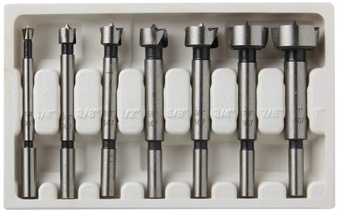 7 Piece Wood Forstner Bit Set For Clean Flat Bottom Holes In Wood And End Grain Beefy Heavy Duty Pro Grade Chrome Steel Bits