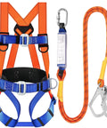 Heavy Duty Full Body Safety Harness For Construction Crews Adjustable Fall Protection Gear Durable Roofing Rig with ropes and carabiners.