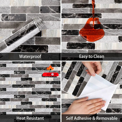 Peel And Stick Backsplash Wallpaper For Kitchen And Bathroom, Waterproof Self Adhesive Removable Tile Contact Paper details