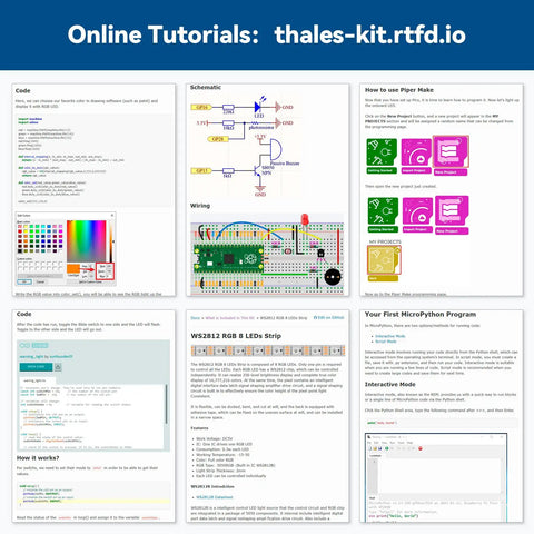 Online tutorials for Raspberry Pi Pico Starter Kit With 40 Projects And Online Tutorials For MicroPython C And MakeCode setup