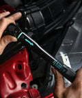 Hand using Click Torque Wrench With One Quarter Inch Drive, 20 To 200 Inch Pounds, Durable Chrome Vanadium, Knurled Grip