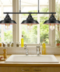 Industrial Kitchen Island Pendant Light With Adjustable Height Rustic Farmhouse Three Light Pendant over kitchen sink