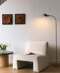 Slim LED Floor Lamp With Adjustable Gooseneck Free Standing Corner Pole Light For Office Desk And Living Room in brass gold finish